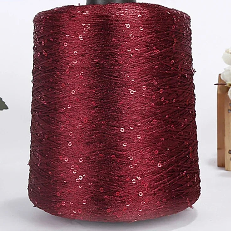 500G Glitter Fancy Yarn with Sequins – Hand Knitting & Crochet | 3mm Sequins | 25 Colors