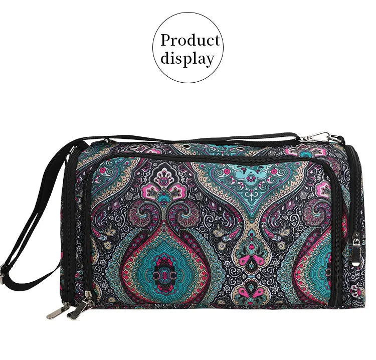 Bolsa de almacenamiento de hilo y ganchillo con estampado Paisley – Estuche organizador de punto (37×20×21cm)