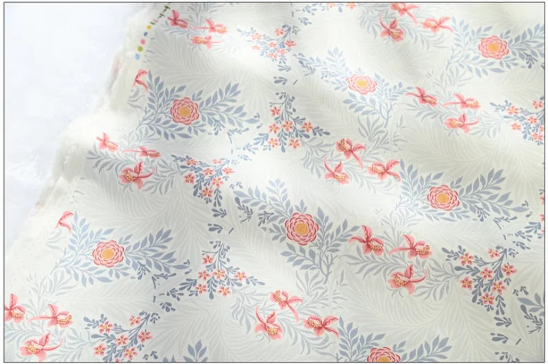 Floral Print Cotton Canvas Fabric – 100% Cotton, 110 cm Wide