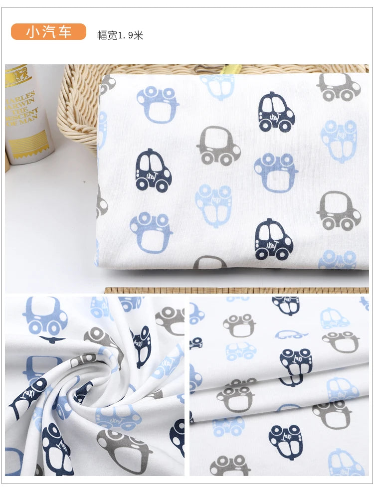 100% Cotton Knitted Print Fabric | 185 g/m² | 90×50cm | Baby Clothes, Bedding & Pajamas