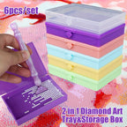 Juego de 6 bandejas para perforación y caja de almacenamiento para pintura de diamante – Organizador de cuentas 2 en 1 para manualidades DIY