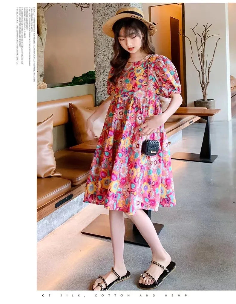 Rose Print Cotton Poplin Fabric – Vintage Floral Hawaiian Print | 145cm Wide, Sold by the Meter