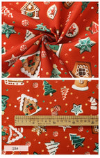Tela estampada de pan de jengibre navideño y festivo – 100% poliéster, 150 cm de ancho