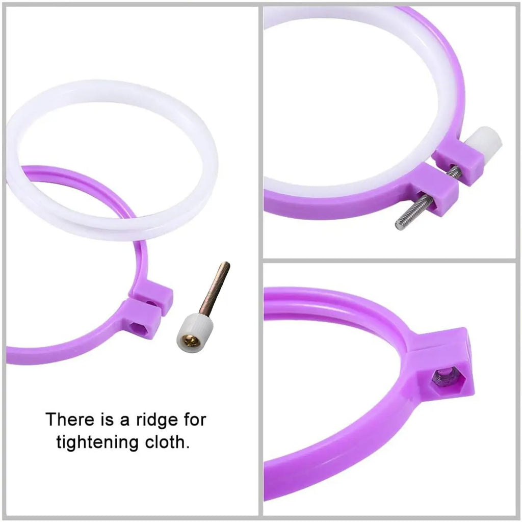 Color-Coded Plastic Embroidery Hoops – 7 Sizes