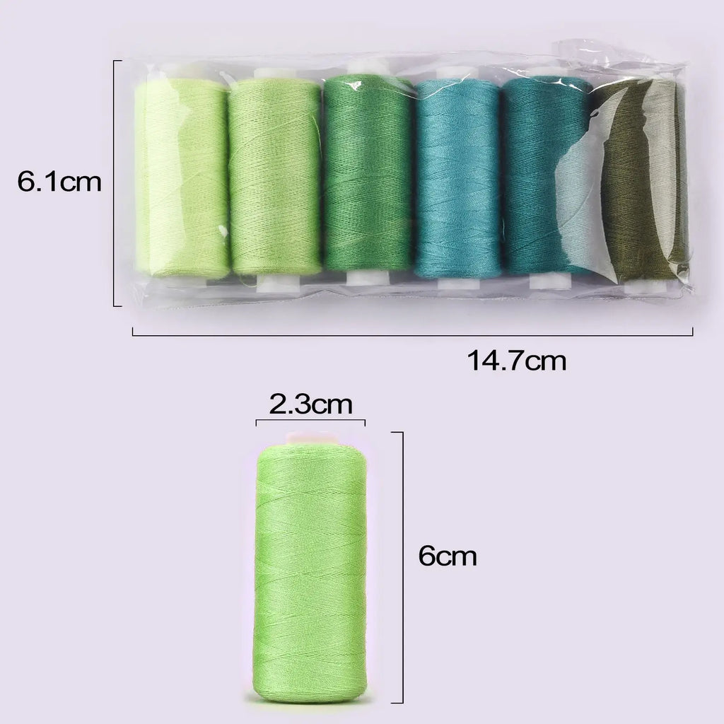Polyester Sewing Thread Set — 6 Rolls, 400 Yards Each