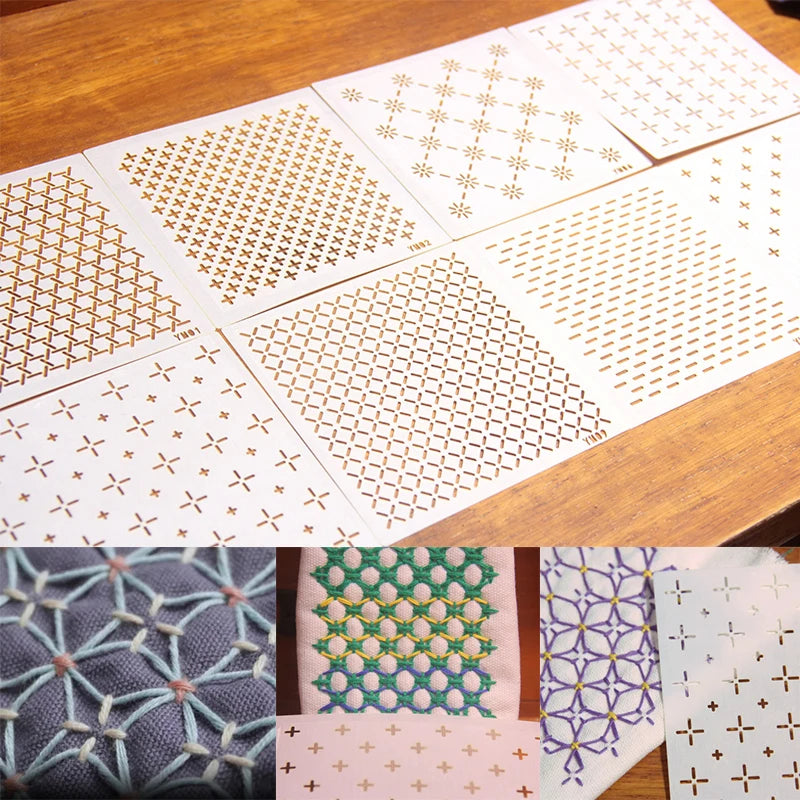 Reusable Quilting Stencils 8-Pack – PET Embroidery Pattern Templates 12cm