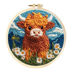Punch Needle Embroidery Starter Kit – Animal Pattern | 20×20cm (7.8") with Hoop & Yarn