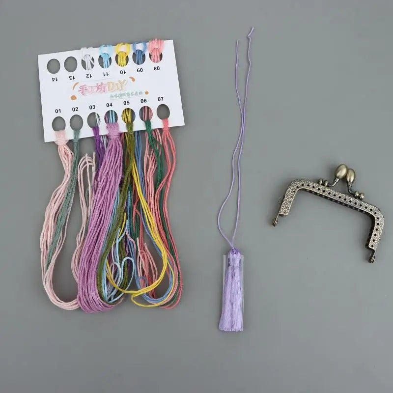Kit de bordado para bolsos DIY – Bolso y cartera con punto de cruz floral | Ideal para principiantes
