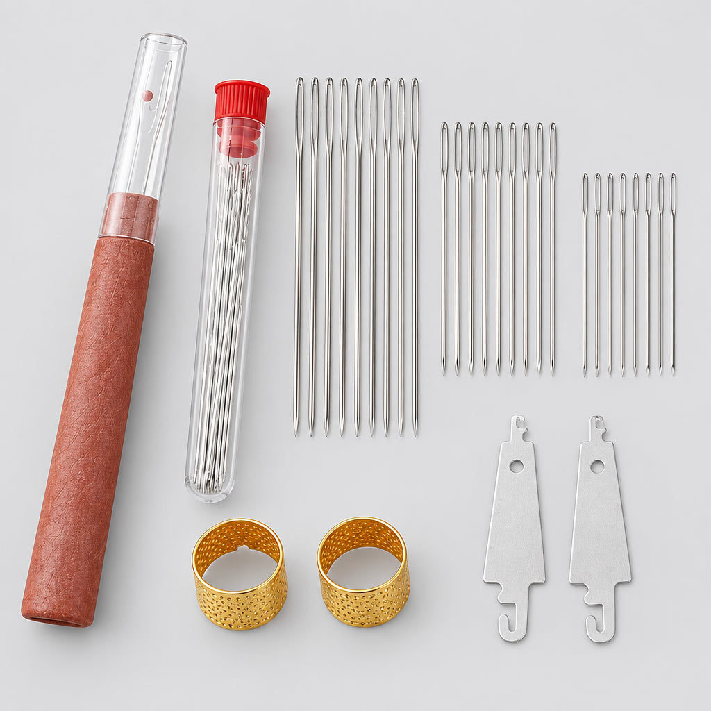Kit de 40 Agujas de Coser e Hilos – Agujas de Ojo Grande con Dedal y Descosedor