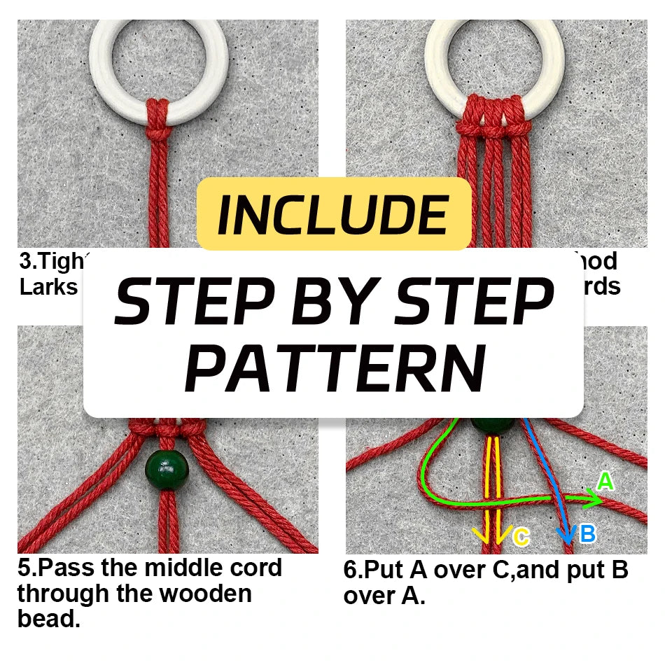 Christmas Snowflake Macramé Ornament DIY Kit — Handmade Hanging Pendant with Tutorial | 3 Colors