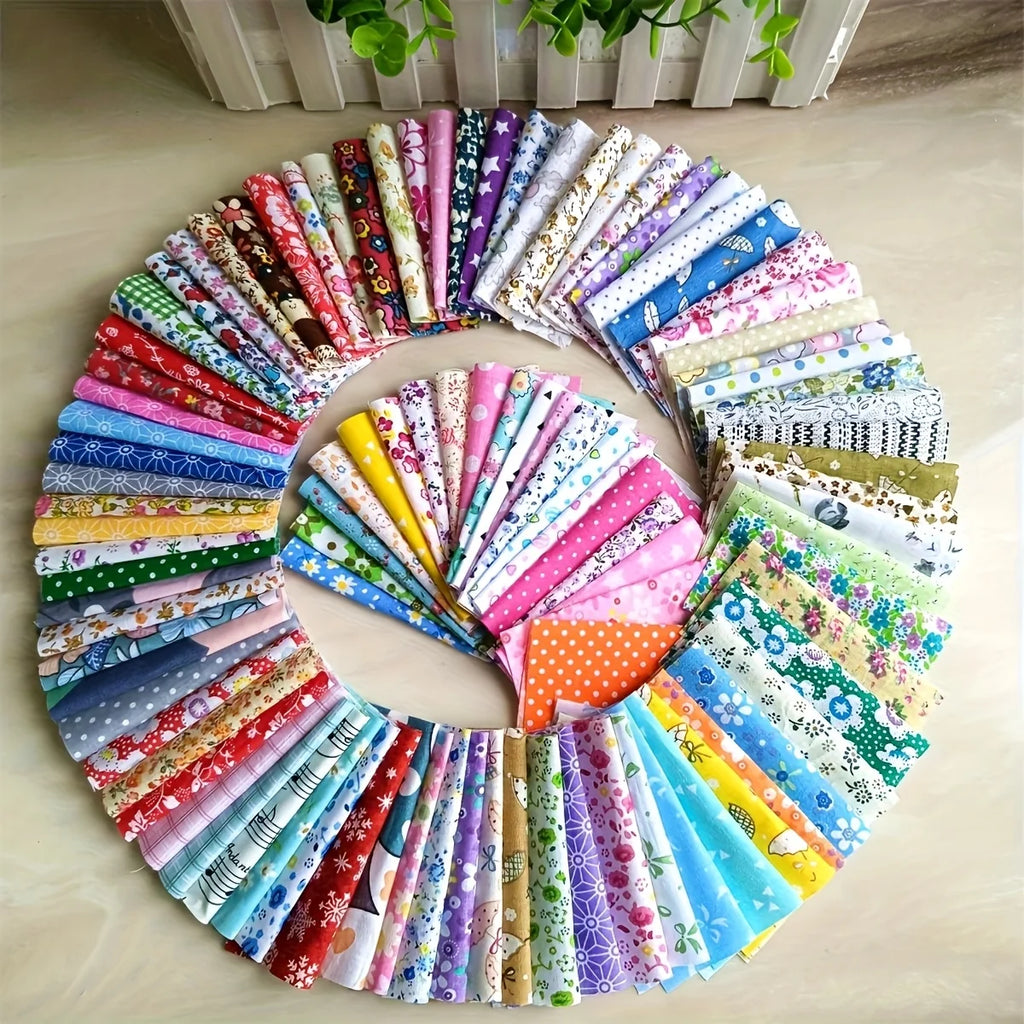 50-Piece Floral Cotton Fabric Squares – 10×10cm Patchwork Pack