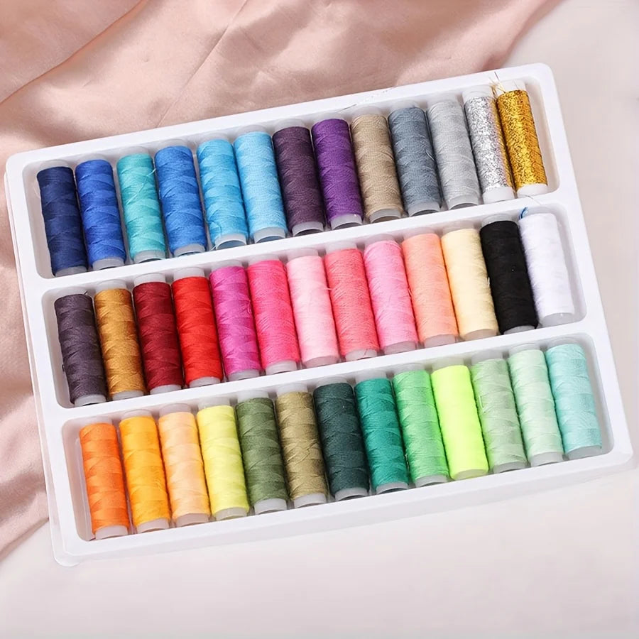 39-Piece Colorful Polyester Sewing Thread Kit | Machine & Hand Sewing