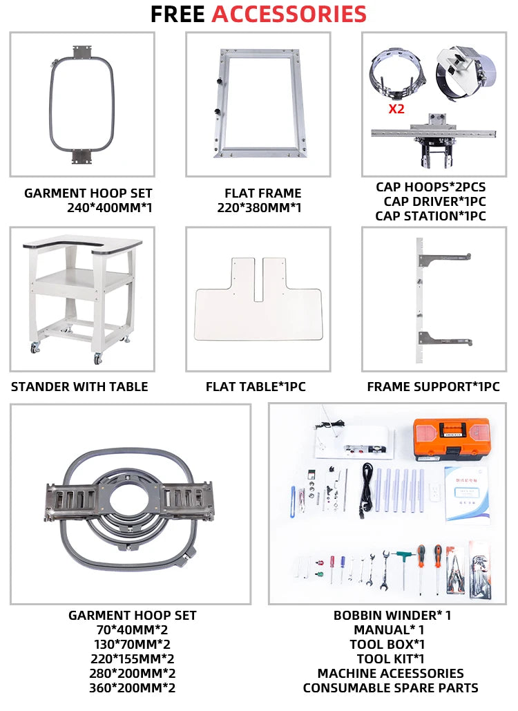 Single-Head Computerized Embroidery Machine – Dahao A15, 9/12/15 Needle, 1200 RPM