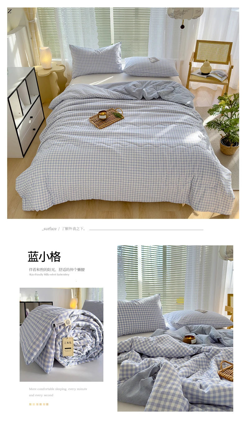 Nordic Style All-Season Cotton Comforter – Lightweight Soybean Fiber Duvet | Single, Double, Queen & King
