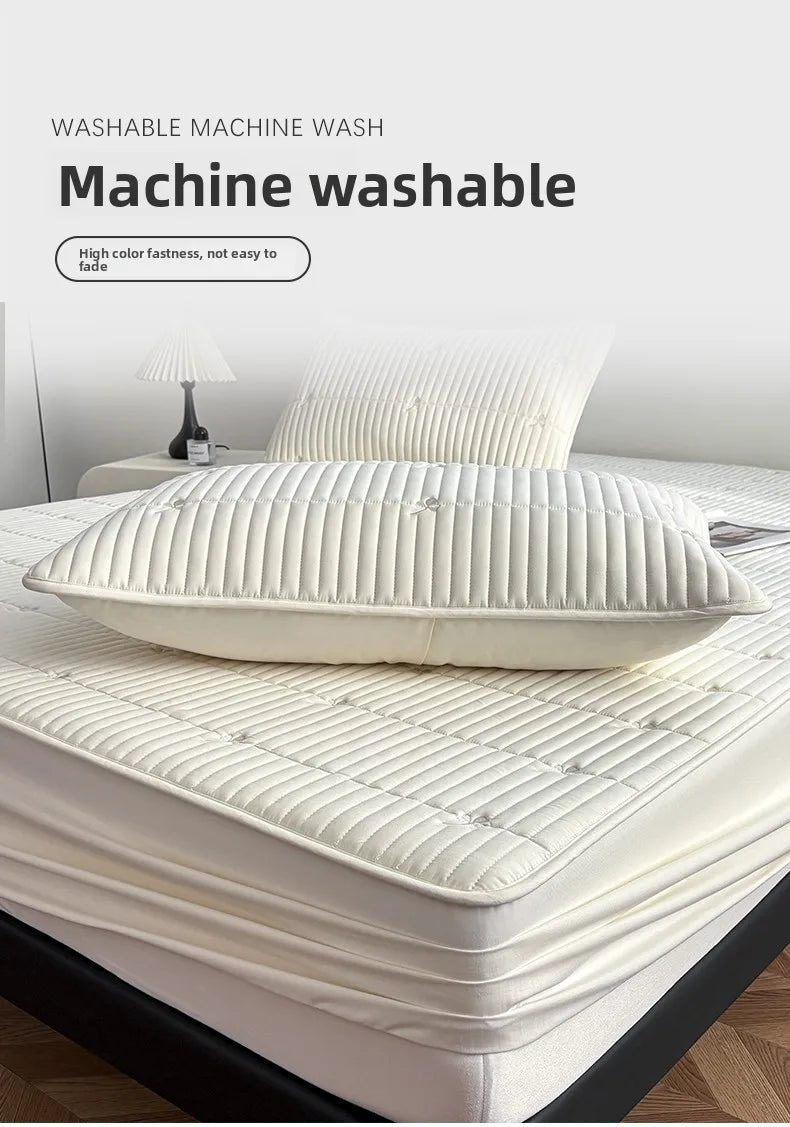 Waterproof Quilted Mattress Protector – 360° Deep Pocket, TPU Waterproof, Breathable Microfiber, Single to Super King