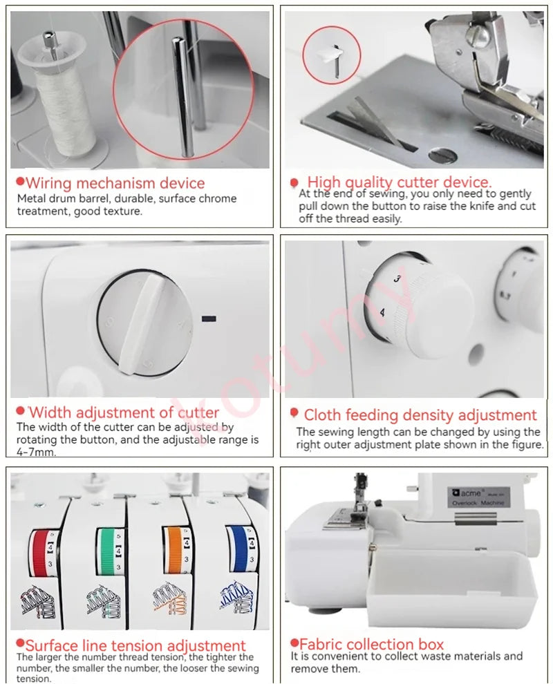 HQ320 Desktop Overlock Sewing Machine – 3/4 Thread, 100W, Electric