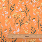 Orange Floral Printed Twill Cotton Fabric – 160cm (63") Wide | Cut to Order
