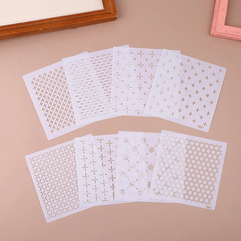 Reusable Quilting Stencils 8-Pack – PET Embroidery Pattern Templates 12cm