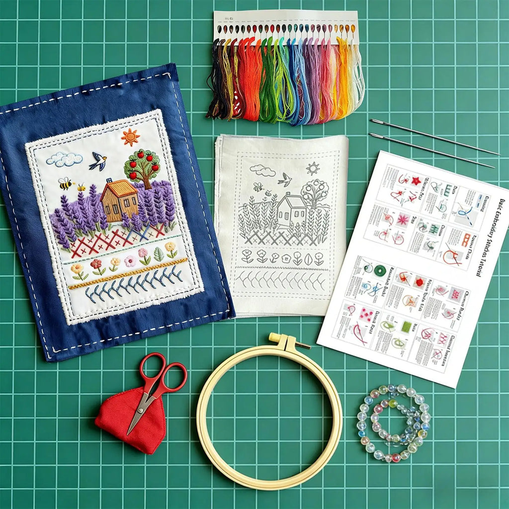Embroidery Book for Beginners – 90+ Patterns, Reusable Fabric & Elegant Gift Box