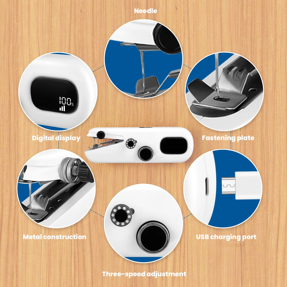 Electric Mini Handheld Sewing Machine with LED Display