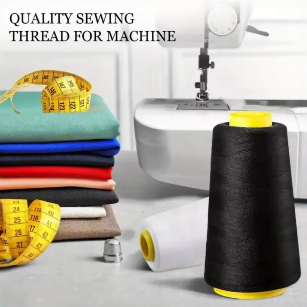 Serger Thread 100% Polyester – 3000 Yards per Roll | Black & White Cones