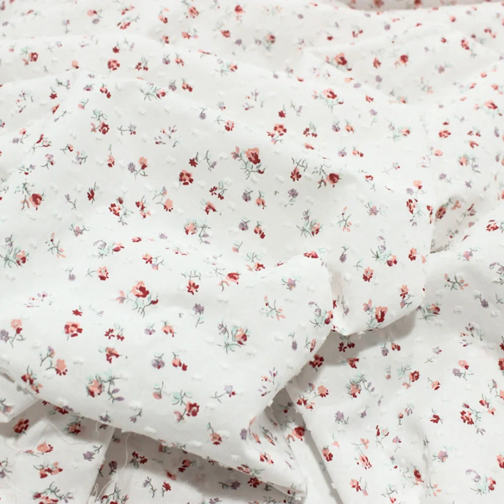 Floral Jacquard Dot 100% Cotton Fabric | 150cm Wide | 150×50cm per Piece | Pastoral Style