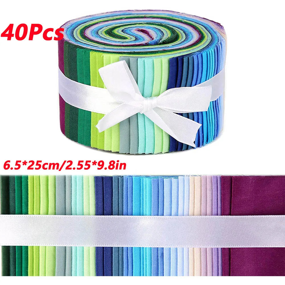 Cotton Jelly Roll Quilting Strips – 40 Pre-Cut Fabric Strips for Patchwork & DIY