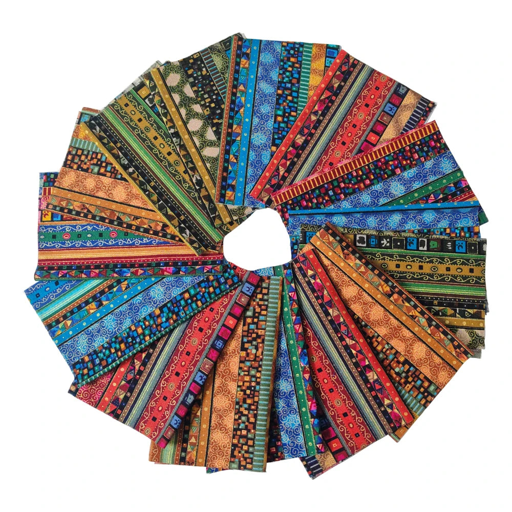 5-Piece Ethnic Print Cotton Fat Quarters Bundle – Quilting Squares for Patchwork & Handmade Crafts