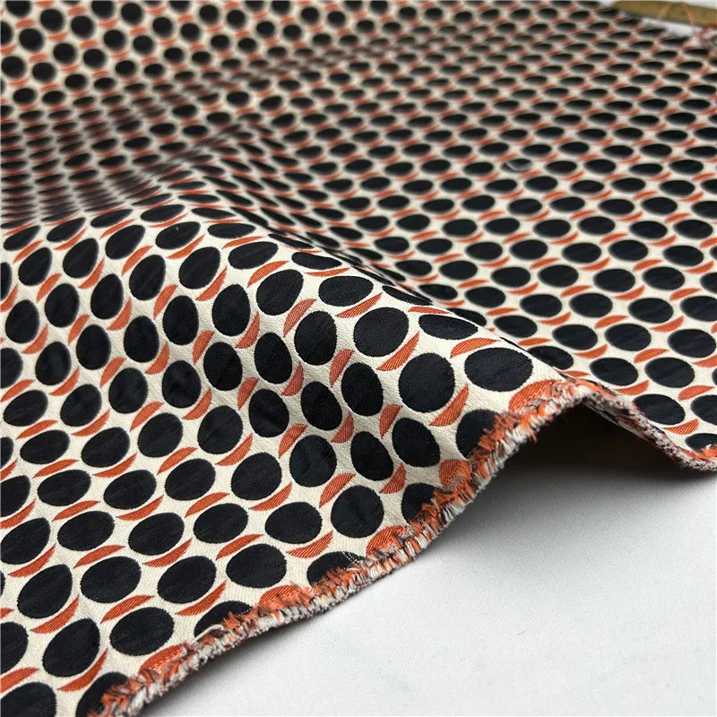 Black Polka Dot Brocade Fabric – 50% Cotton/50% Polyester, 145 cm Wide