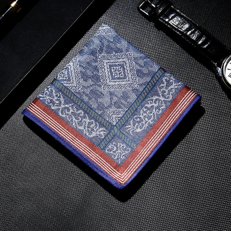 Cotton Jacquard Handkerchief – Elegant Printed Pattern | Soft & Sweat-Absorbing | 43x43cm