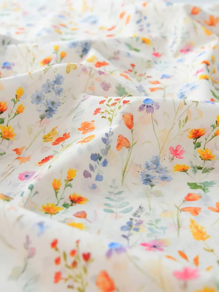 145cm Floral Cotton Poplin Fabric, 50cm Piece