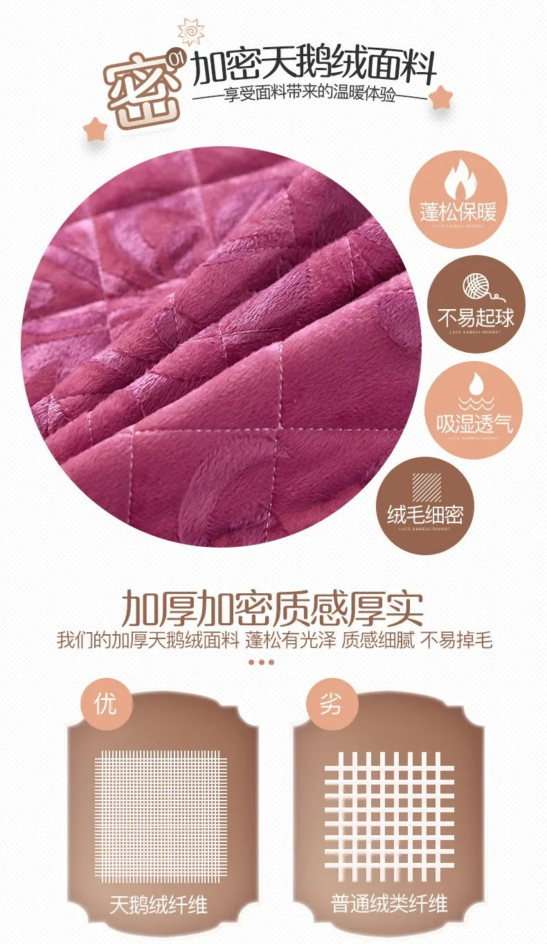 Lace Plush Quilted Bed Skirt – European Style Anti-Slip Mattress Cover | 45 cm Drop