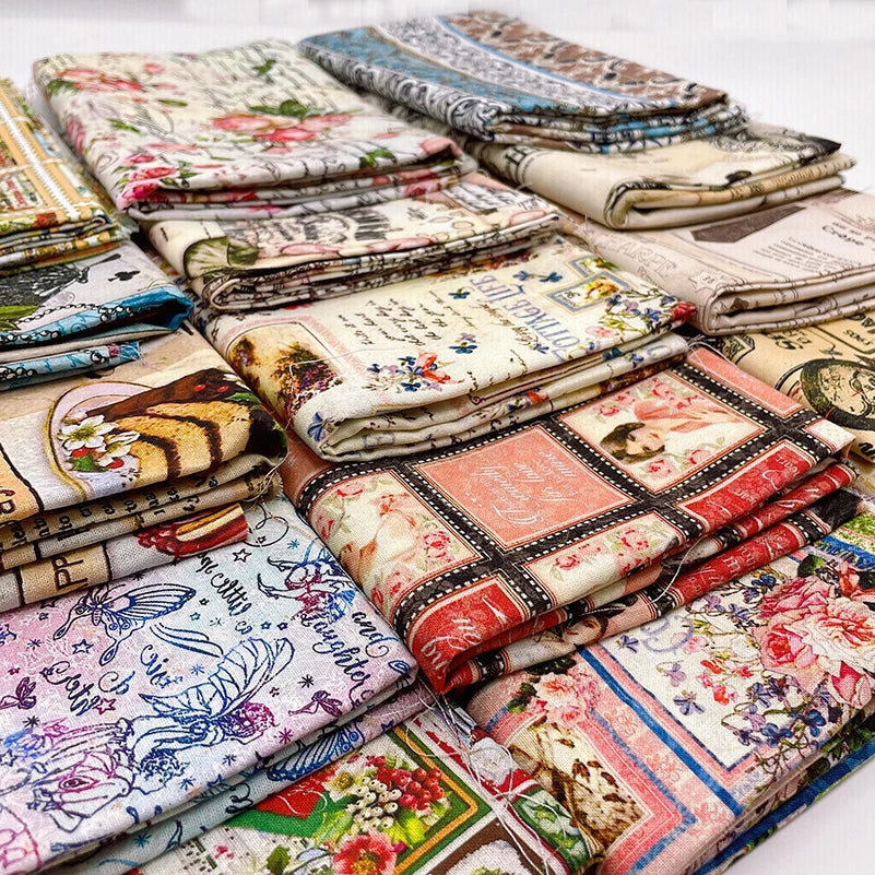 Vintage Newspaper & Map Digital Print 100% Cotton Fabric — 110cm Wide
