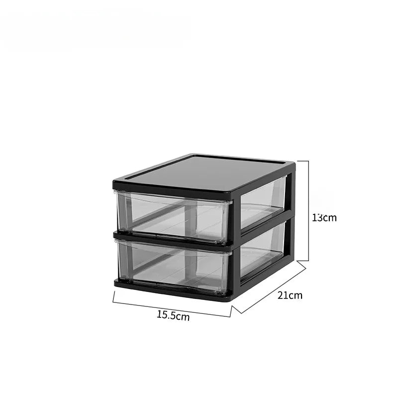 Japanese Style Desktop Storage Box-Transparent Drawer Organizer for Cosmetics,Stationery & Office Supplie,Student Desk Organizer